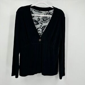 Chicos Travelers Womens Slinky Blazer Size 2 US L Black Minimalist Scandi Office